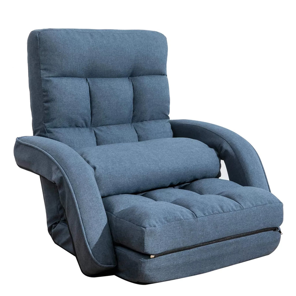 Adjustable Folding Floor Chair with Armrests and Pillow I1935