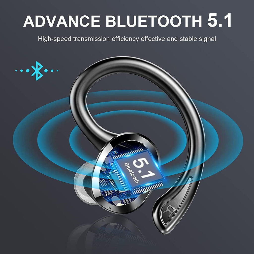 Wireless Bluetooth 5.1 Earbuds with Earhooks, IP7 Waterproof, 48H Playtime, Pack of 2 U177237