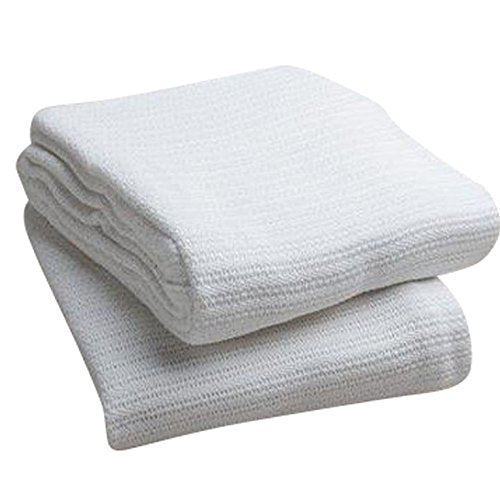 White Twin Size 100% Cotton Thermal Blanket Y872