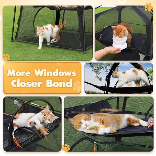 Extra Large 3-Tier Foldable Outdoor Cat Enclosure with Carry Bag O1148