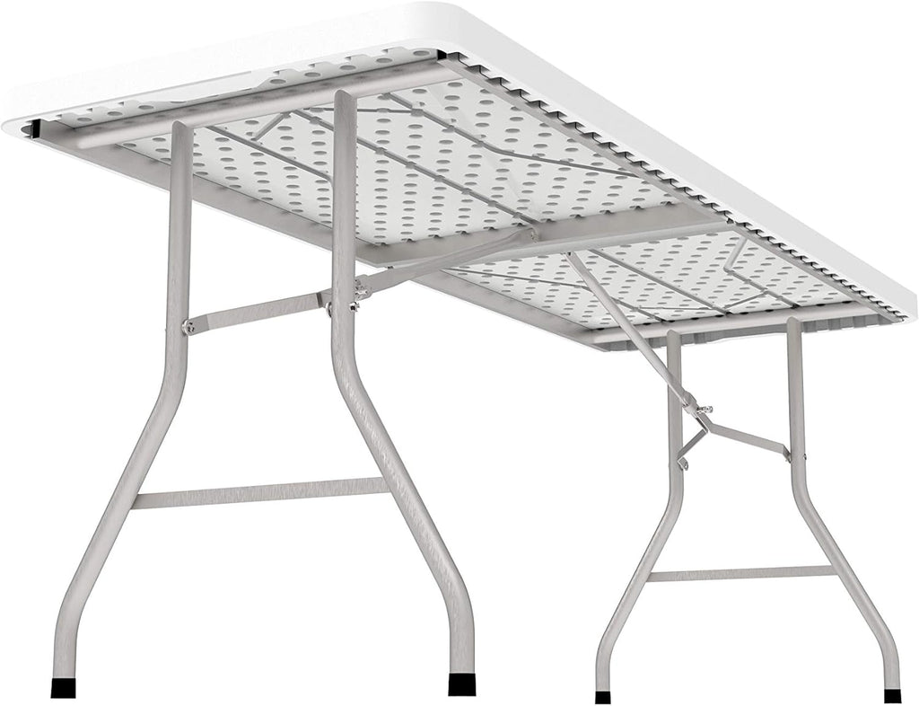 White 4 Foot Folding Utility Table with Carrying Handle K414