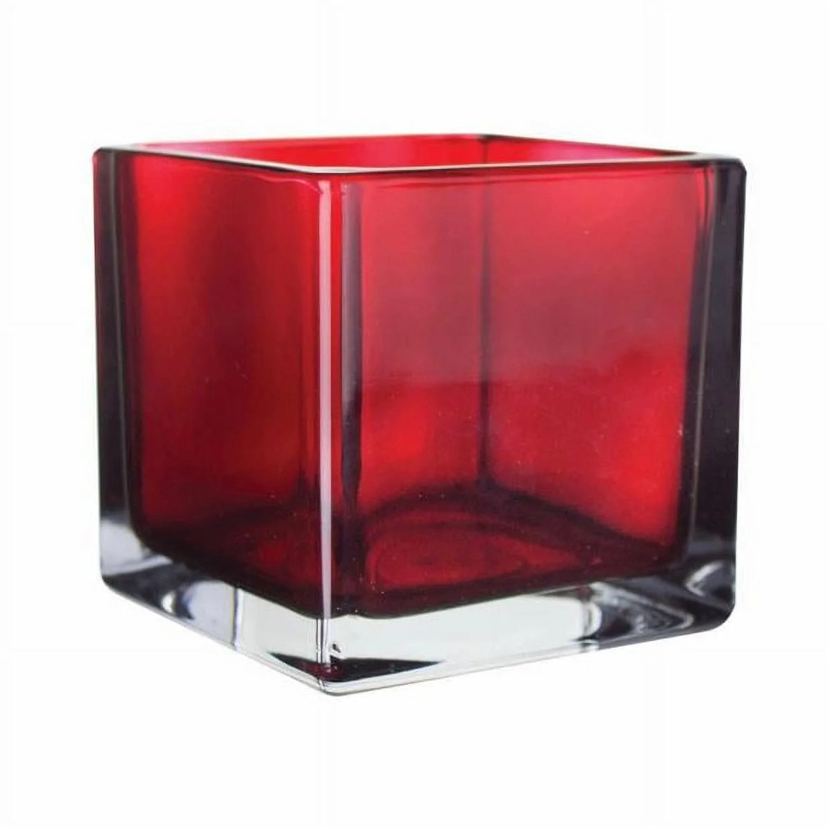 Ruby Red Cube Glass Vase Set of 2 F91927