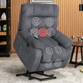 Power Lift Recliner Chair with Heat & Vibration Fabric Sofa Electric Lift Chair Gray Blue Y986396