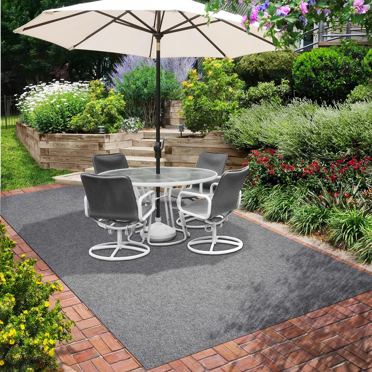 Gray 6 Feet x 30 Feet Indoor Outdoor Carpet with Rubber Backing W584480