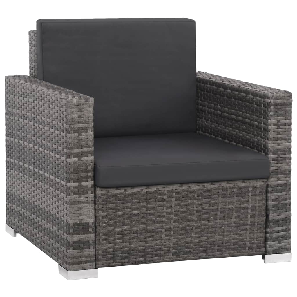 12 Piece Gray Poly Rattan Patio Sofa Conversation Set with Coffee Table and Ottoman N206
