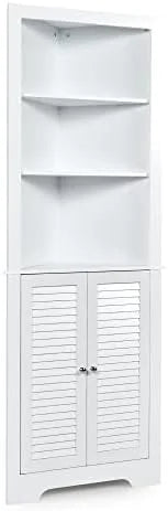 Corner Hutch Cabinet with Shutter Doors and Adjustable X7059