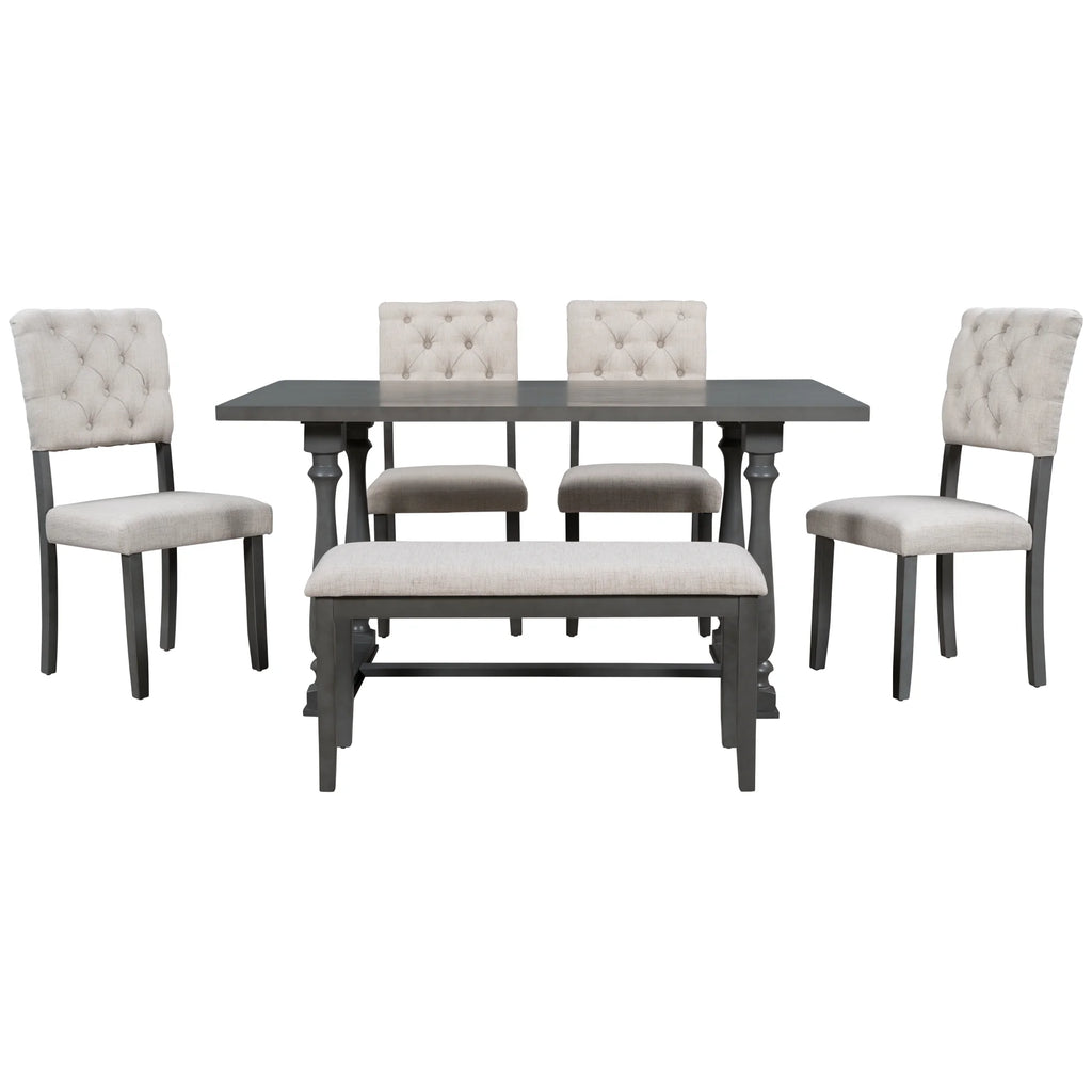 Rectangular Dining Table Set with Bench and 4 Upholstered Chairs X259752