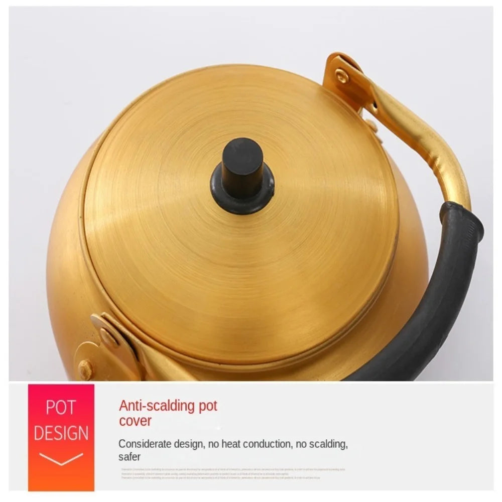 Gold Aluminum Portable Coffee Pot Teapot Q748823