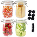 34oz Glass Jars with Airtight Lids, Wide Mouth Mason Jars, 4 Pack Q5090