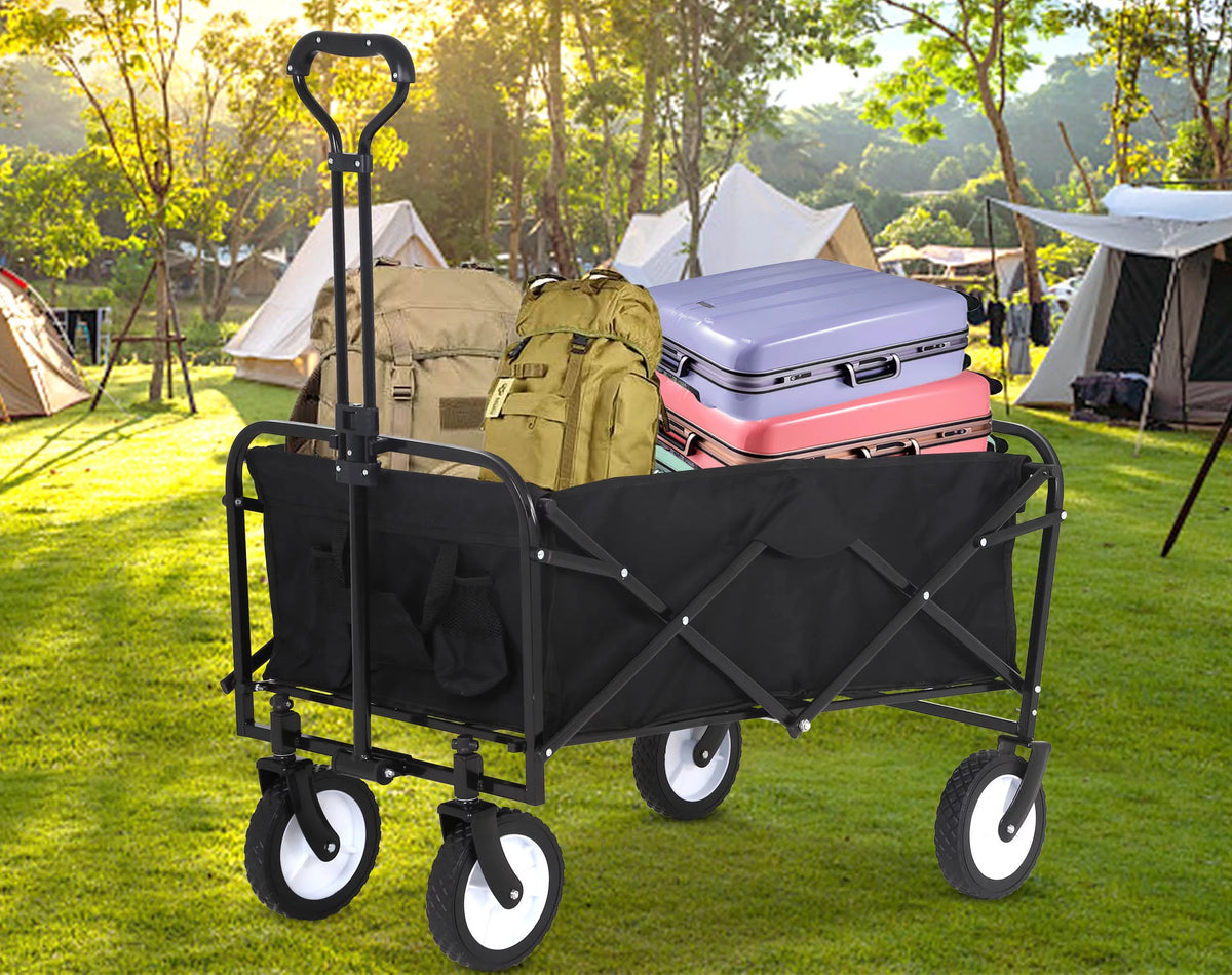 Collapsible Folding Wagon with All-Terrain Wheels Black V728