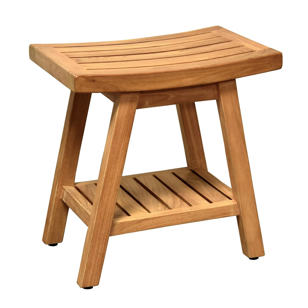 Solid Teak Fully Assembled Shower Bath Spa Stool Side Table Z77716