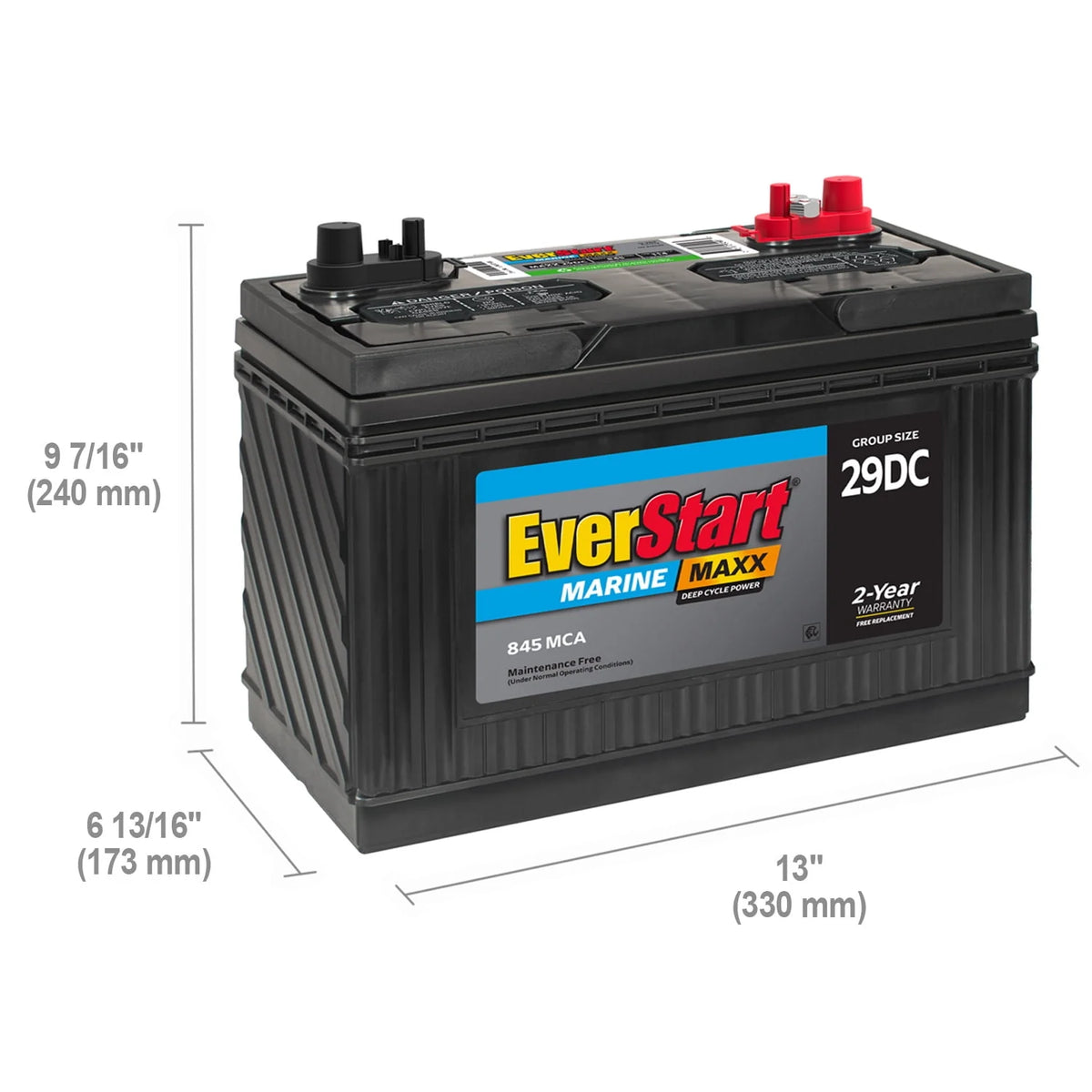 Group Size 29DC 12 Volt 845 CCA Marine Battery V7481