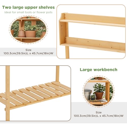 Wooden Potting Bench Table with Storage Shelf T6441
