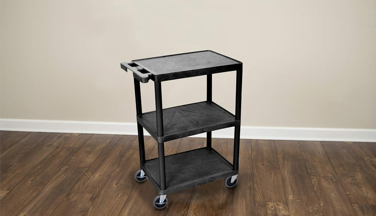 3-Shelf Utility Cart, Black Pack of 2 D4485