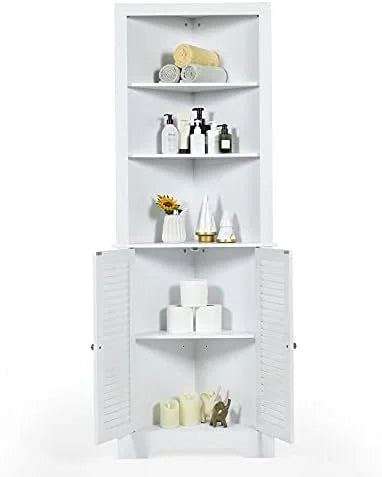 Corner Hutch Cabinet with Shutter Doors and Adjustable X7059
