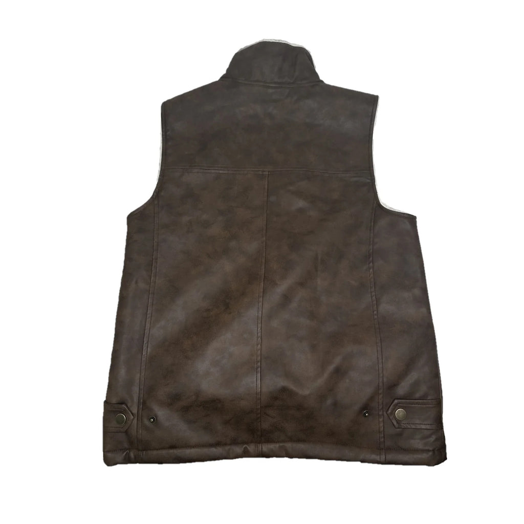 Camel Distressed PU Vest S23578