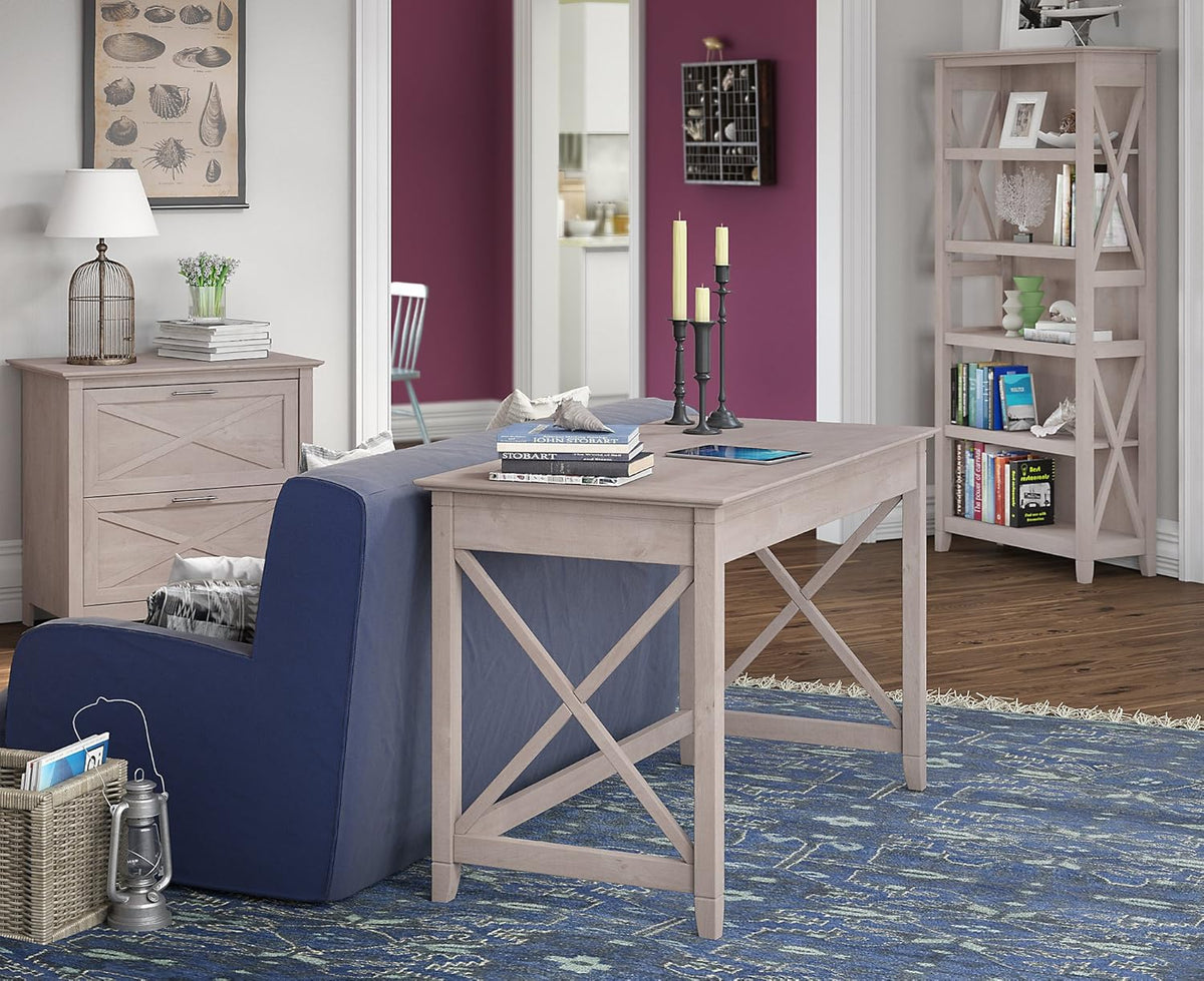 48W Writing Desk with 2 Drawer Lateral File Cabinet and 5 Shelf Bookcase K81886