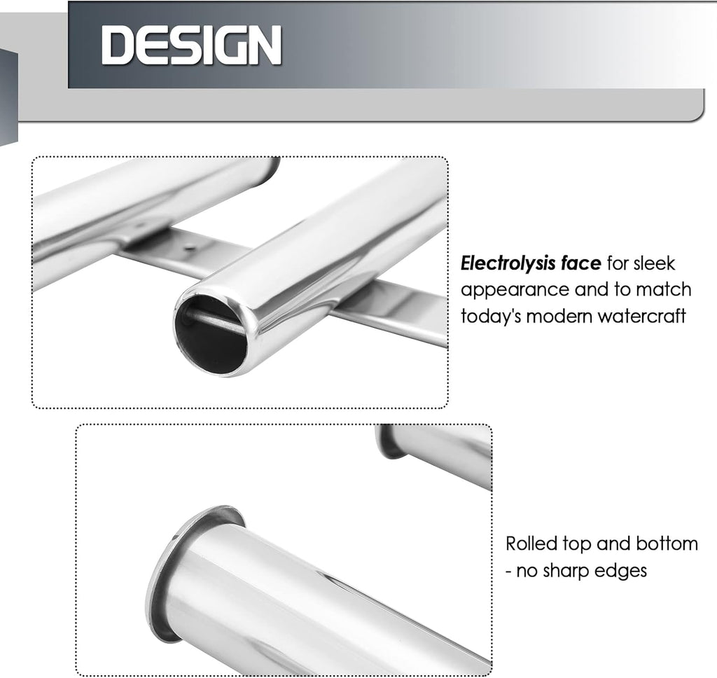 Wall-Mounted 316 Stainless Steel Rod Holder Pack of 2 Q784884