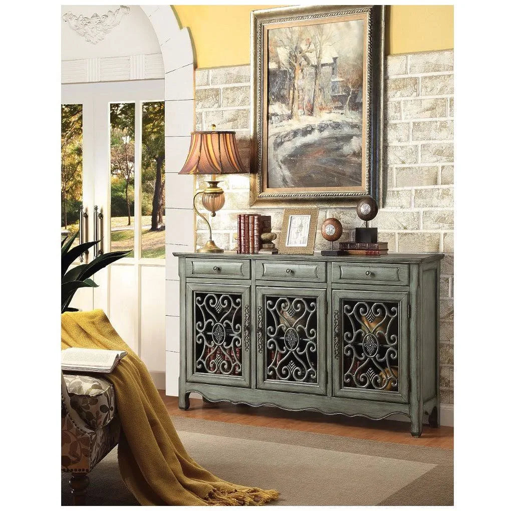Wooden Accent Cabinet with 3 Storage Drawers Green J708