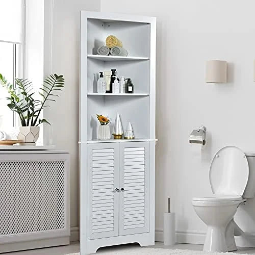 Corner Hutch Cabinet with Shutter Doors and Adjustable X7059