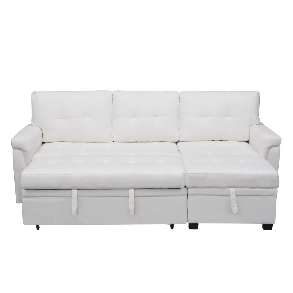 White Velvet L-Shaped Sleeper Sofa E869761