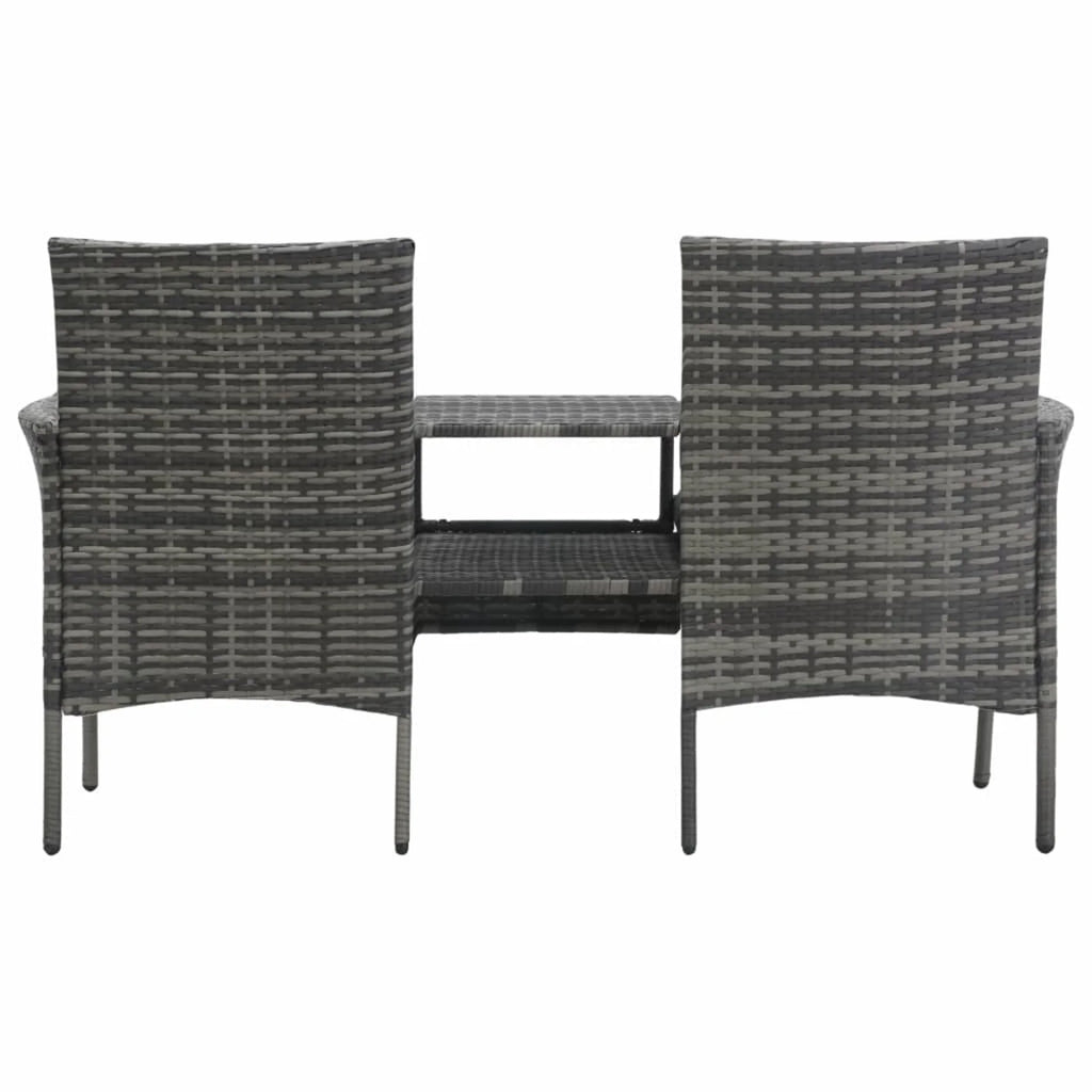 2-Seater Poly Rattan Patio Sofa with Tea Table O52340