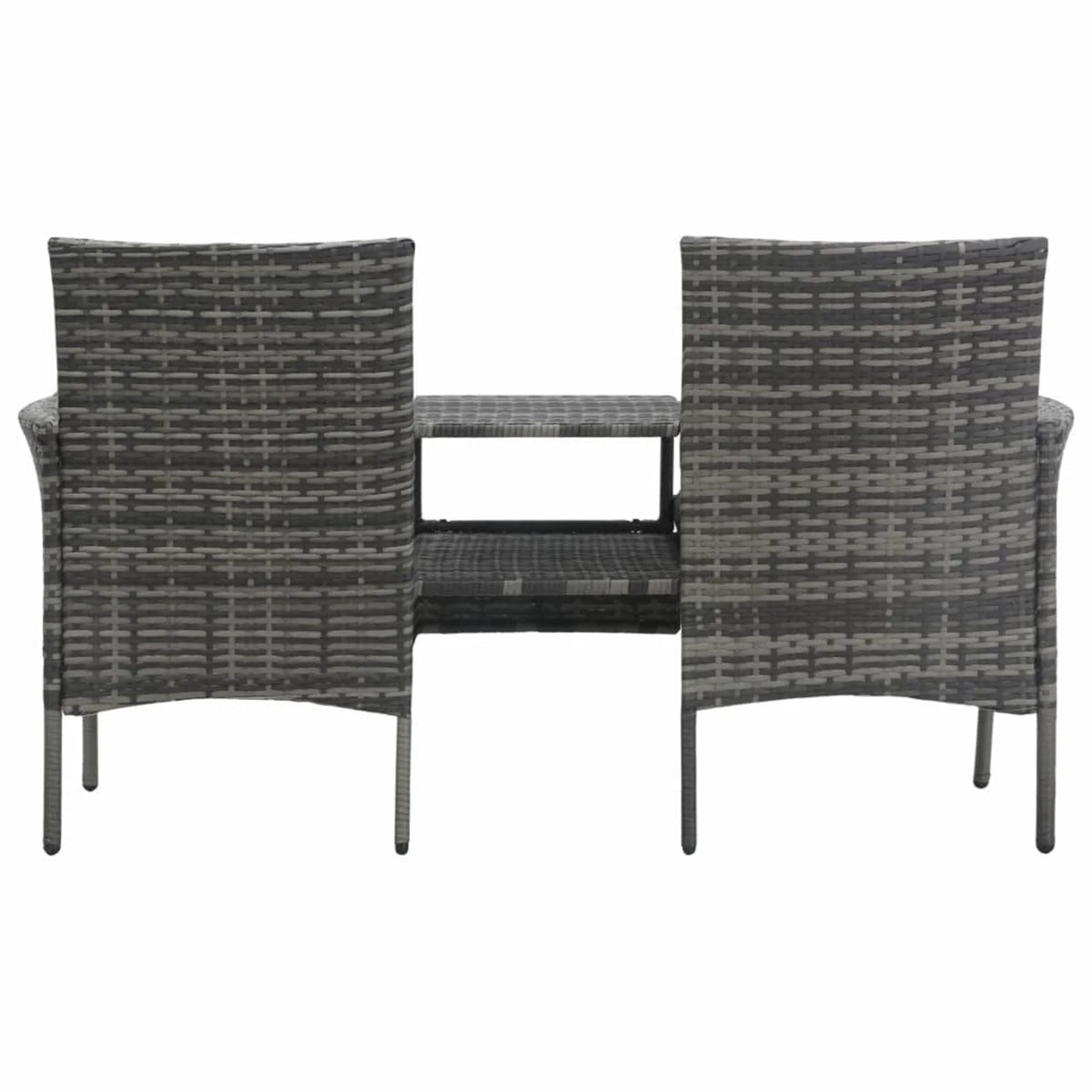 2-Seater Poly Rattan Patio Sofa with Tea Table O52340
