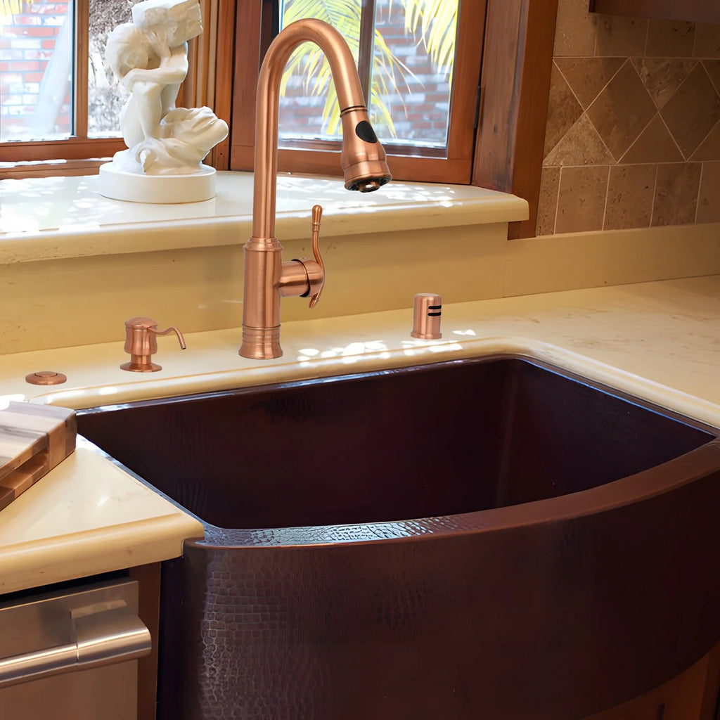 Copper Kitchen Faucet with Pull Down Sprayer O9460