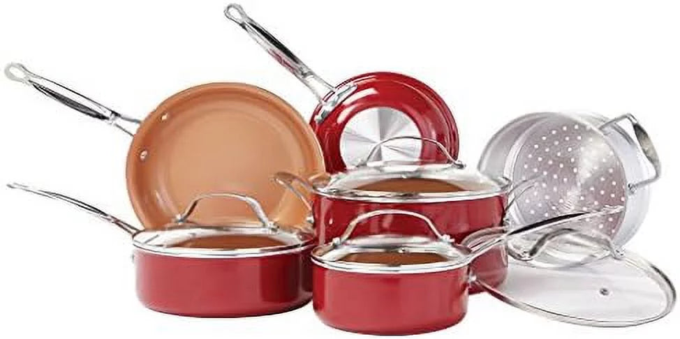 10 pc Copper Ceramic Non Stick Cookware Set F187