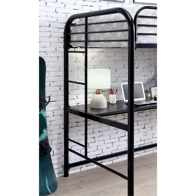 Twin Over Workstation Bunk Bed in Black E710394