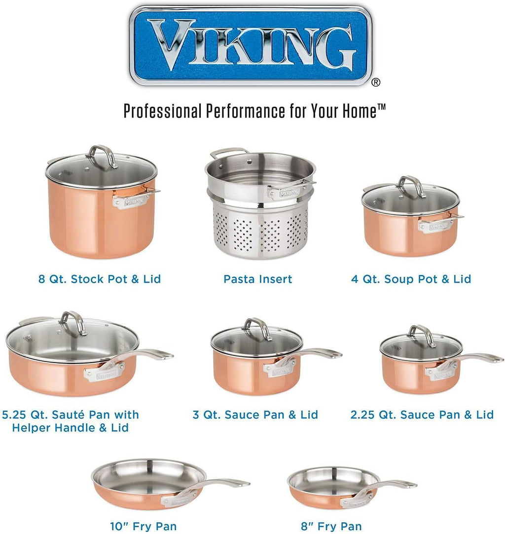 13-Piece Tri-Ply Copper Cookware Set Y711