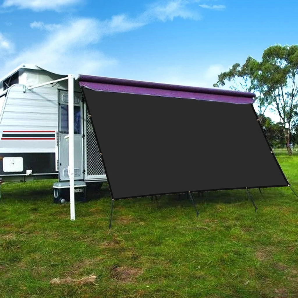 Black RV Awning Privacy Screen Shade Panel Kit, 8 x 16ft Q483