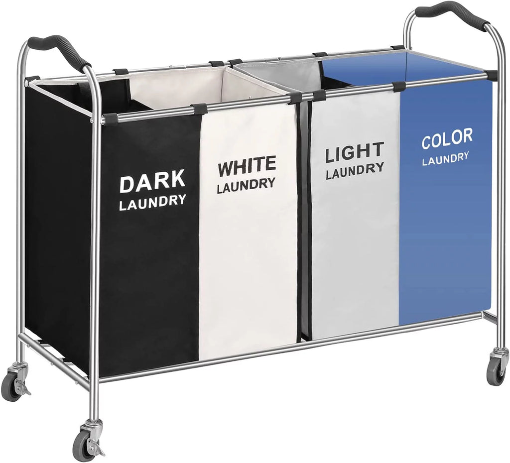 4 Section 320L Laundry Basket Sorter with Wheels O87442