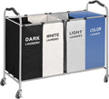 4 Section 320L Laundry Basket Sorter with Wheels O87442