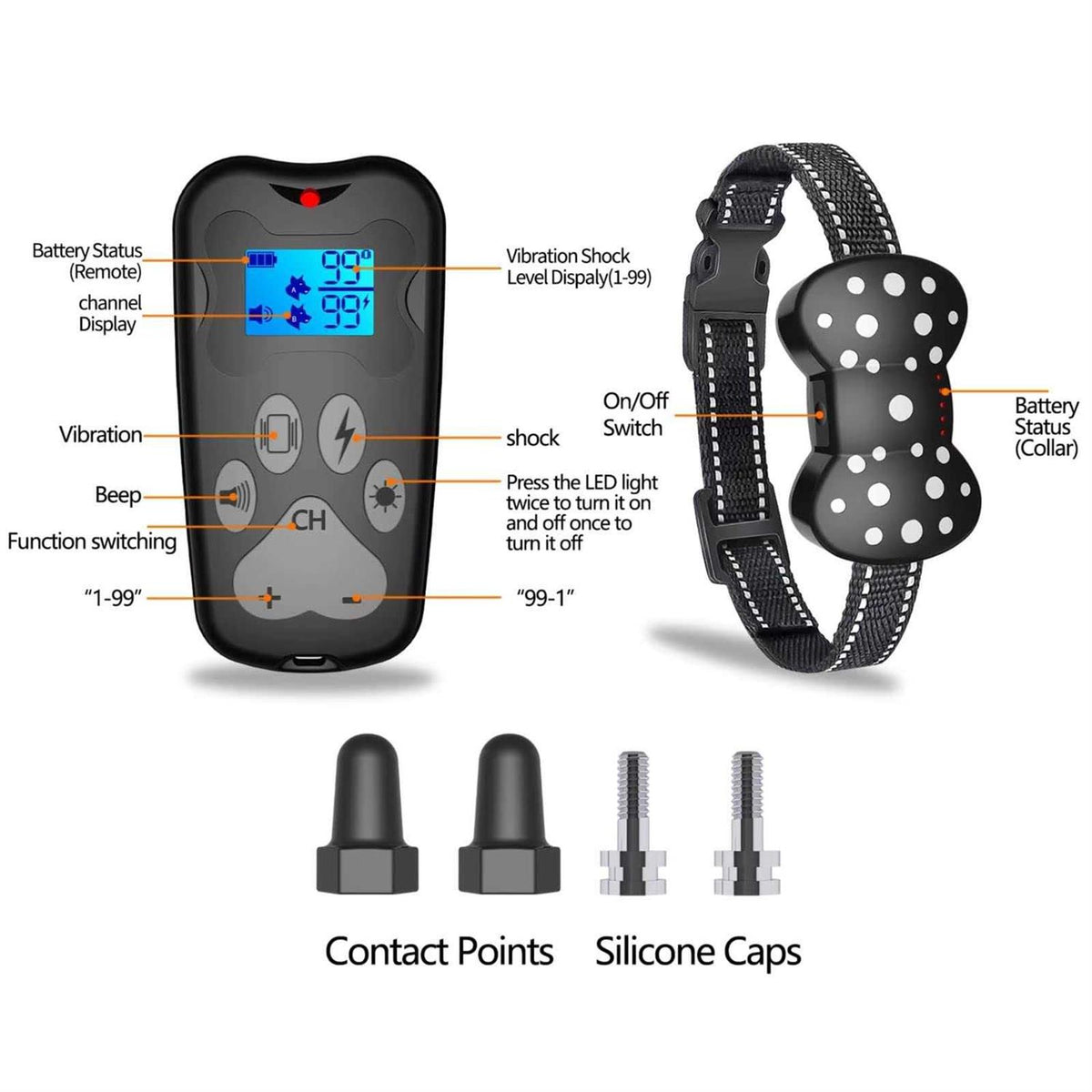 Rechargeable Electric Dog Training Collar for 2 Dogs I1655