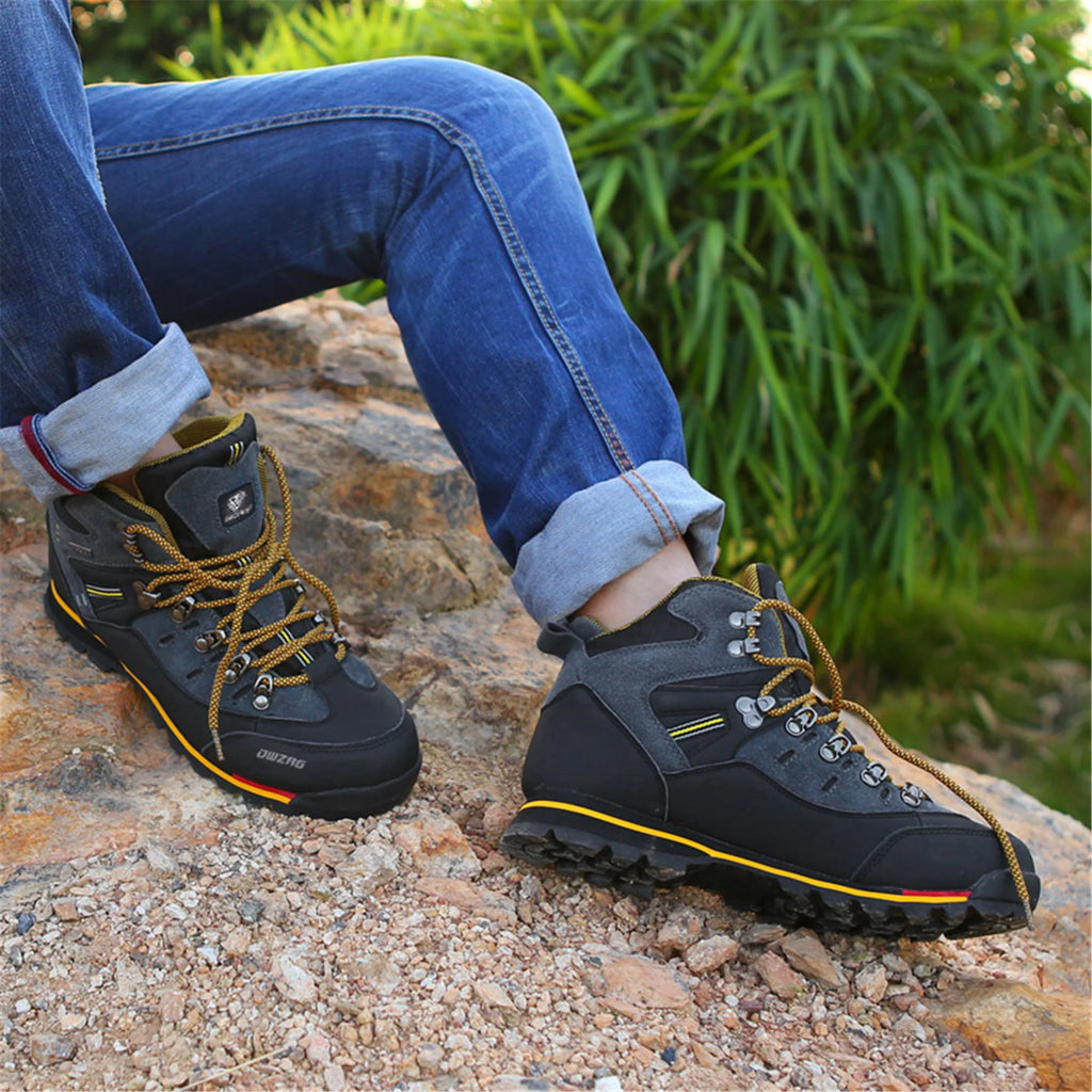 Waterproof Leather Mid Hiking Boots Non-Slip Lightweight H29455