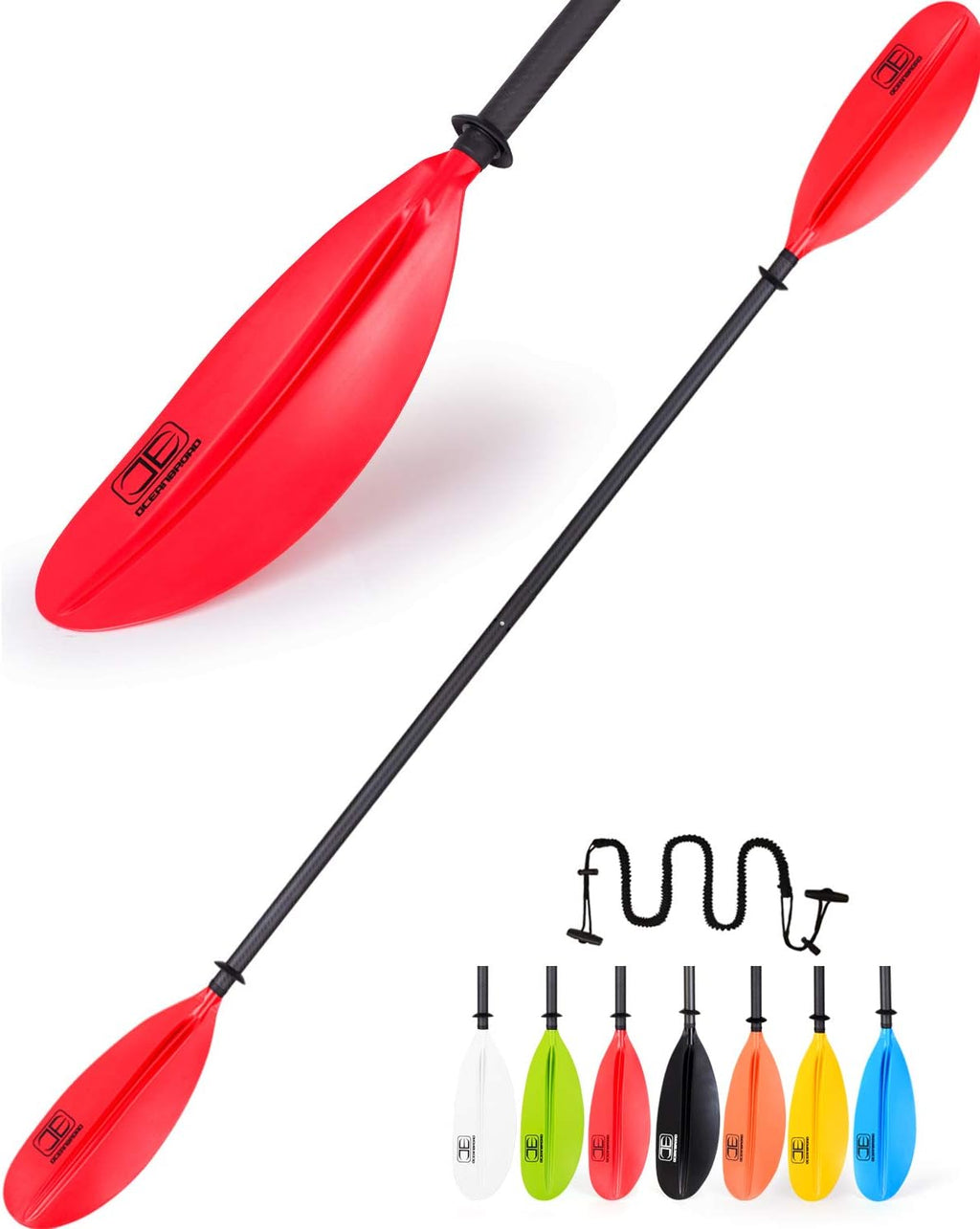 Carbon Shaft Kayak Paddle with Leash, Pack of 2 E1935