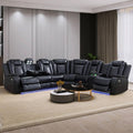 Black Leather Power Reclining Sectional Sofa R34195