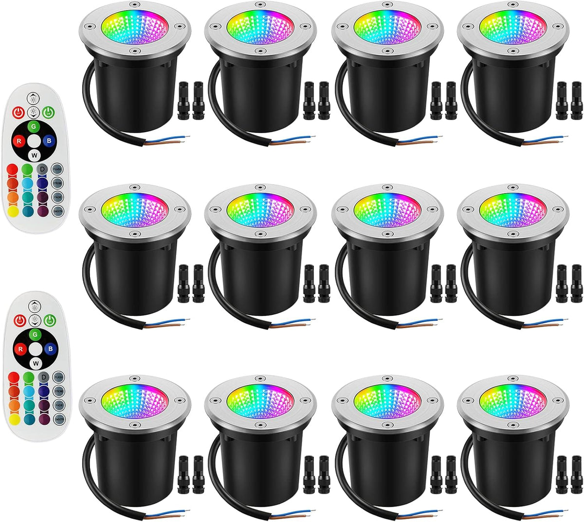12Pack RGBW Low Voltage Landscape Lights 10W IP67 Waterproof U10057
