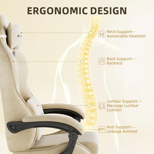 Green Velvet Ergonomic Gaming Chair with Footrest F4999