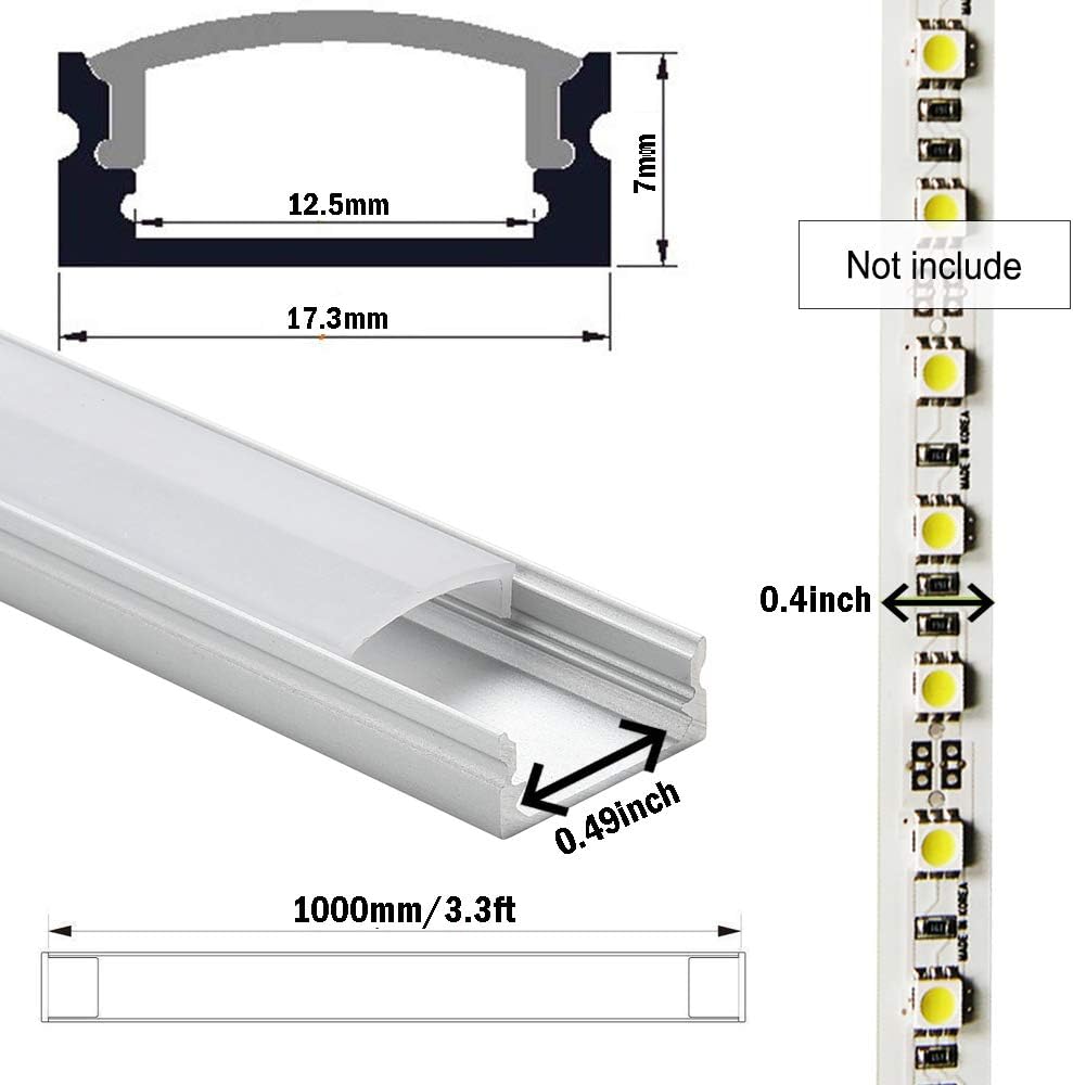 20Pack LED Aluminum Channel with Cover and Mounting Accessories D712