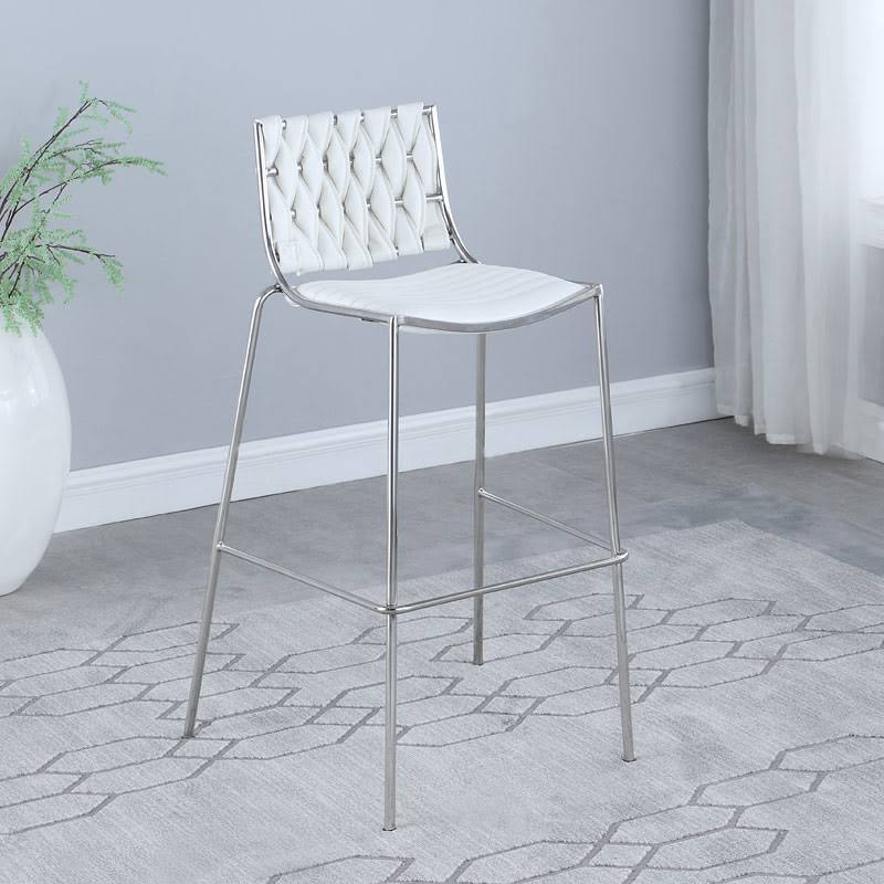 White Stackable Counter Stool with Weave Back, Set of 2 B7720