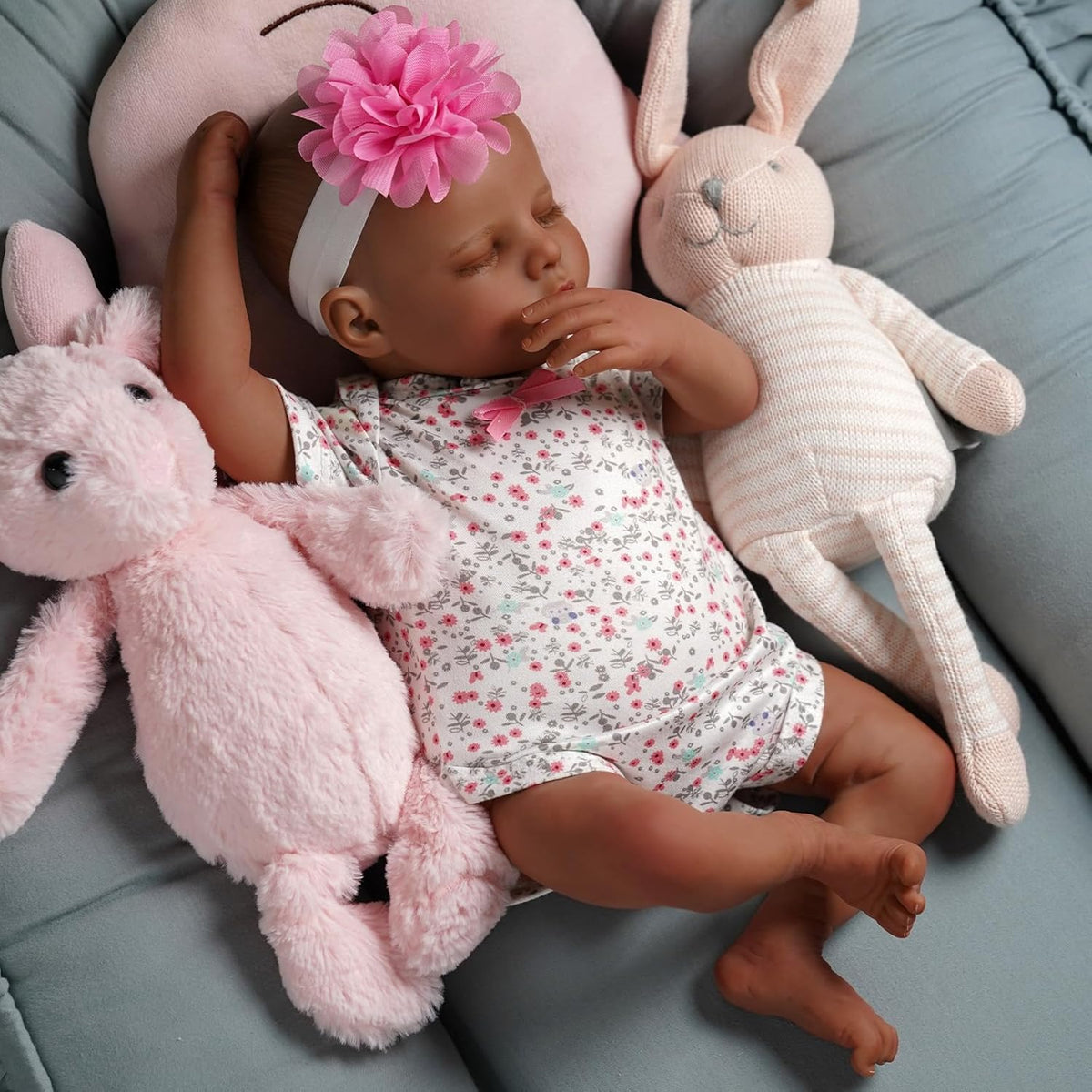 17-Inch Black Reborn Baby Dolls with Feeding Kit J4917