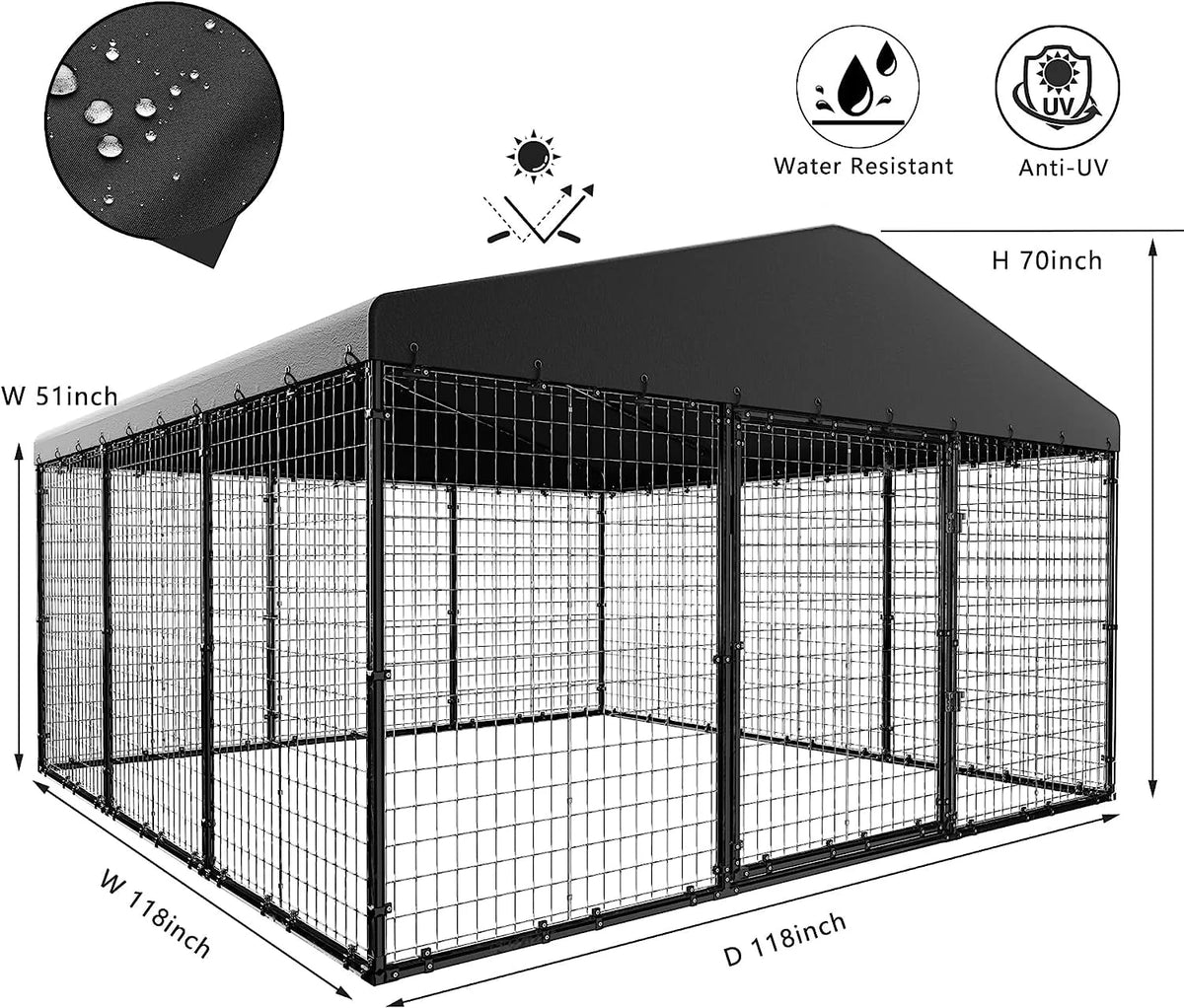 Large Heavy Duty Galvanized Steel Outdoor Dog Kennel N920