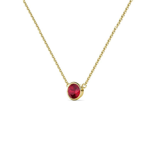 14K Yellow Gold Solitaire Pendant Necklace with 16 Inches Gold Chain M666022