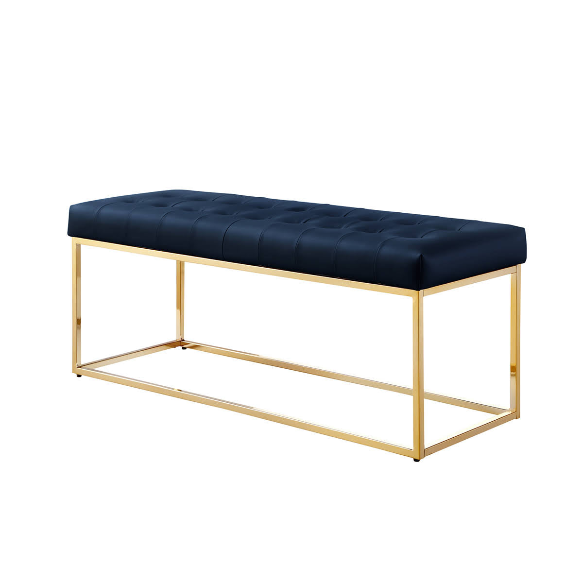 Camel Brown Gold PU Leather Tufted Bench H10469