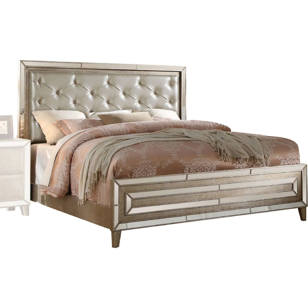 California King Bed Matte Gold PU I3950