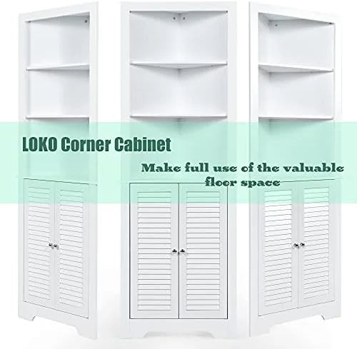 Corner Hutch Cabinet with Shutter Doors and Adjustable X7059
