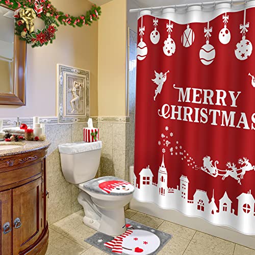 Christmas Toilet Seat Cover and Rug Set of 4 J9876