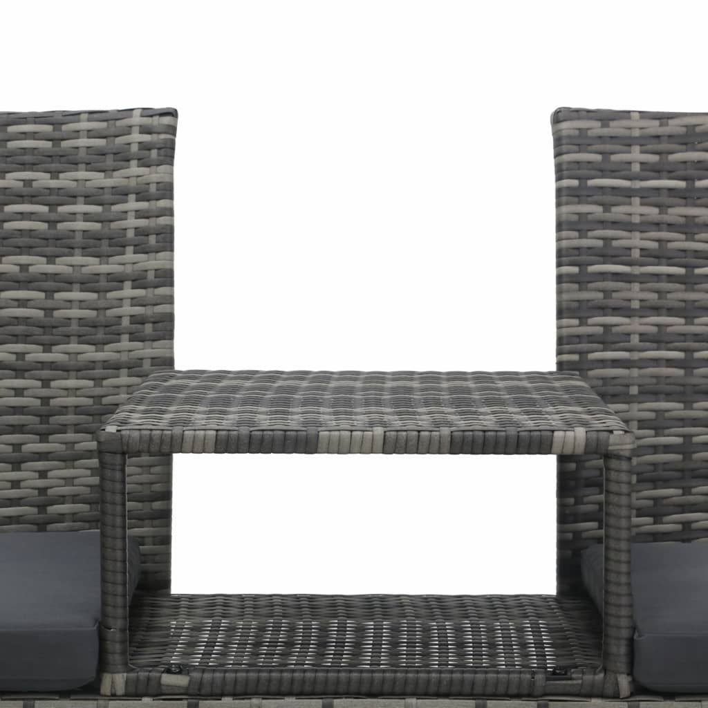 2-Seater Poly Rattan Patio Sofa with Tea Table O52340